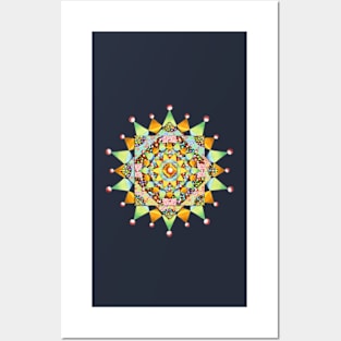 Patchwork Filigree Mandala Posters and Art